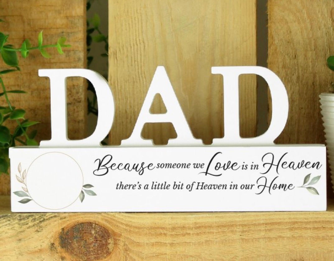 Personalised Botanical Memorial Photo Upload Wooden Dad Ornament