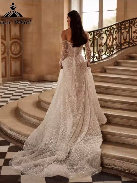 Elegant Off-Shoulder Lace Bridal Gown
