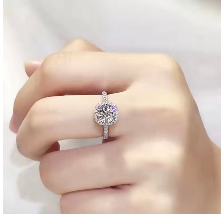 AETEEY Moissanite Square Ring