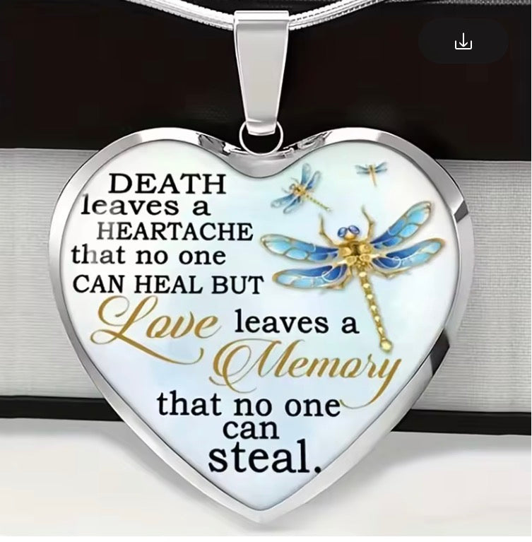 Infinity Heart Angel Wings Memorial Pendant Necklace