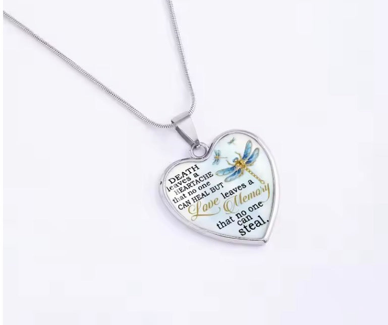 Infinity Heart Angel Wings Memorial Pendant Necklace