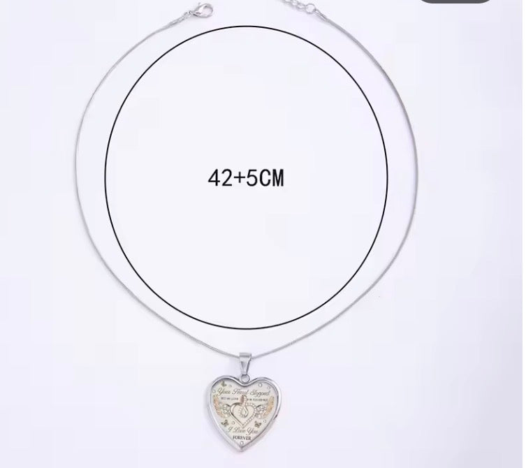 Infinity Heart Angel Wings Memorial Pendant Necklace