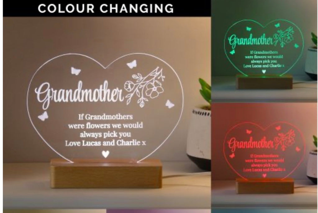 Personalised Floral Heart LED Light