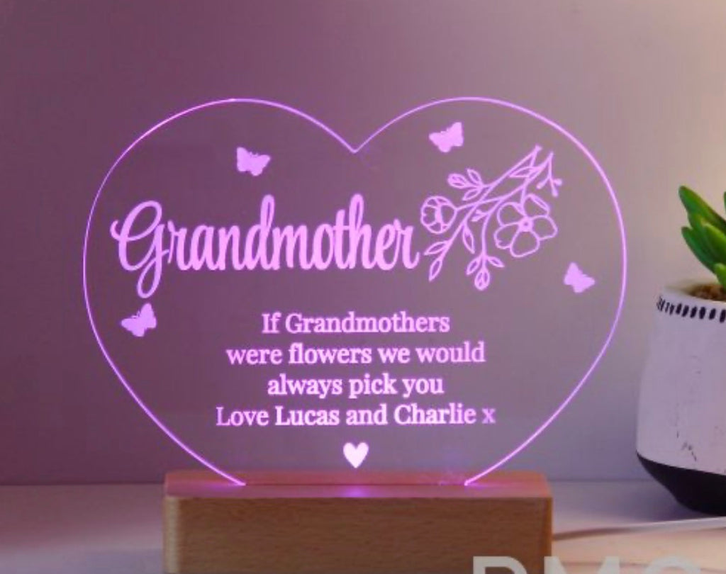 Personalised Floral Heart LED Light