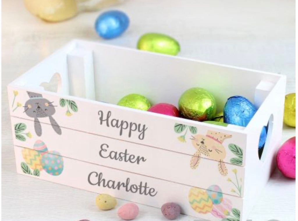 Personalised Easter Egg Hunt Small Wooden Crate