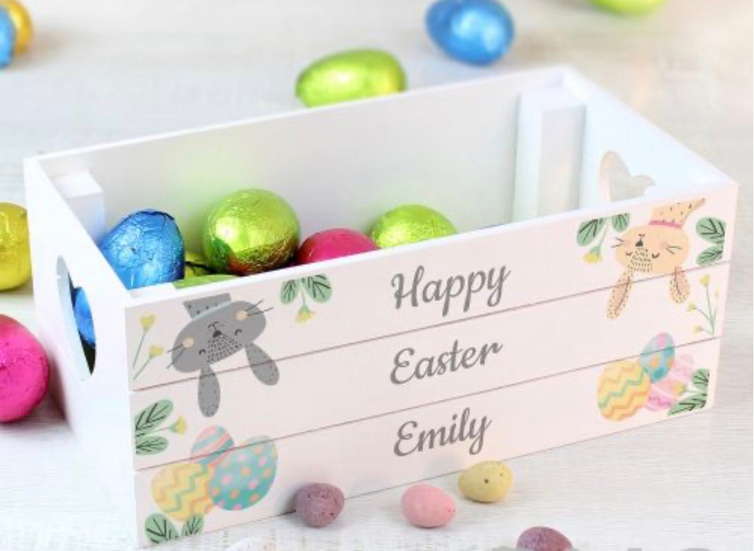 Personalised Easter Egg Hunt Small Wooden Crate