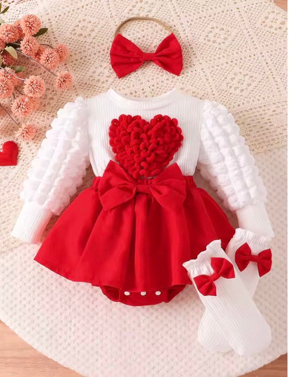 Baby Strawberry / Heart Bow Romper set