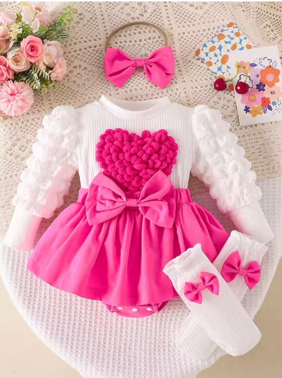 Baby Strawberry / Heart Bow Romper set