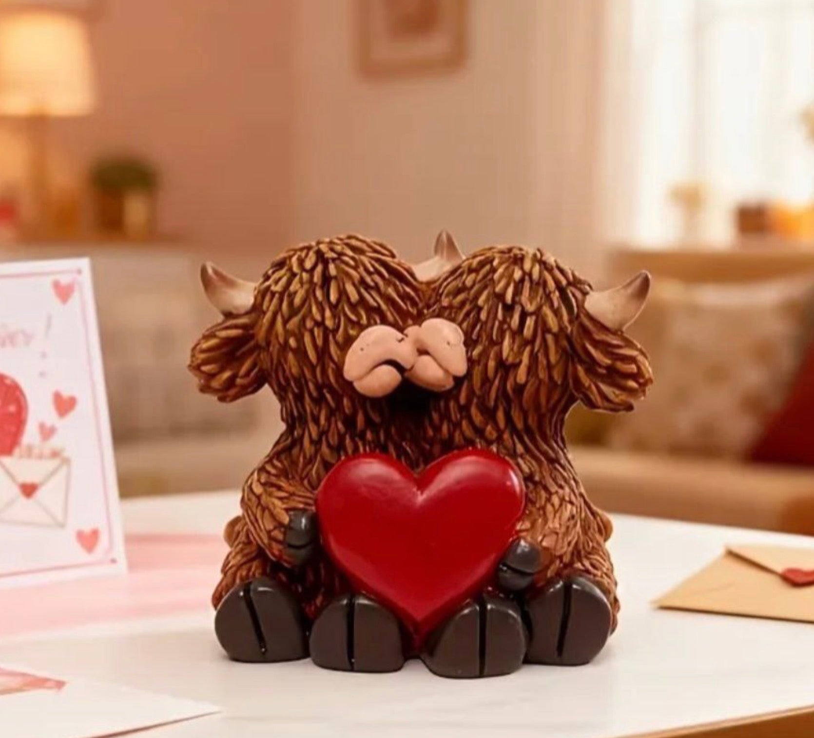 Cuddling Highland Cows Sculpture