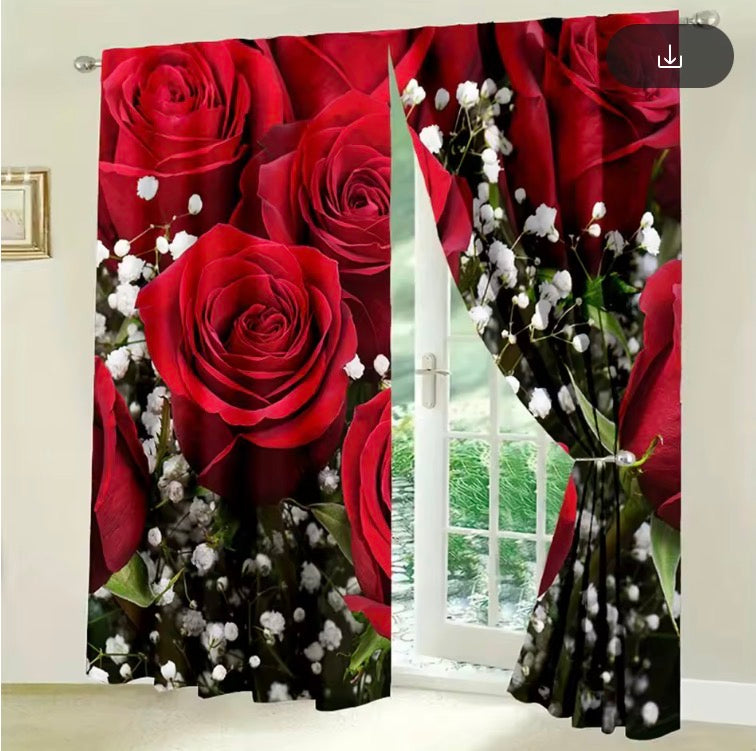 Luxury Red Rose Statement Curtains
