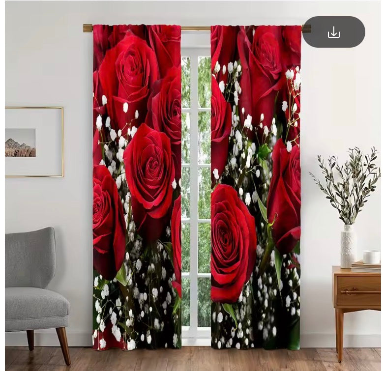 Luxury Red Rose Statement Curtains