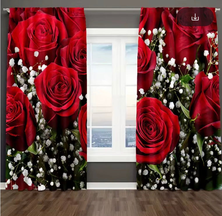 Luxury Red Rose Statement Curtains