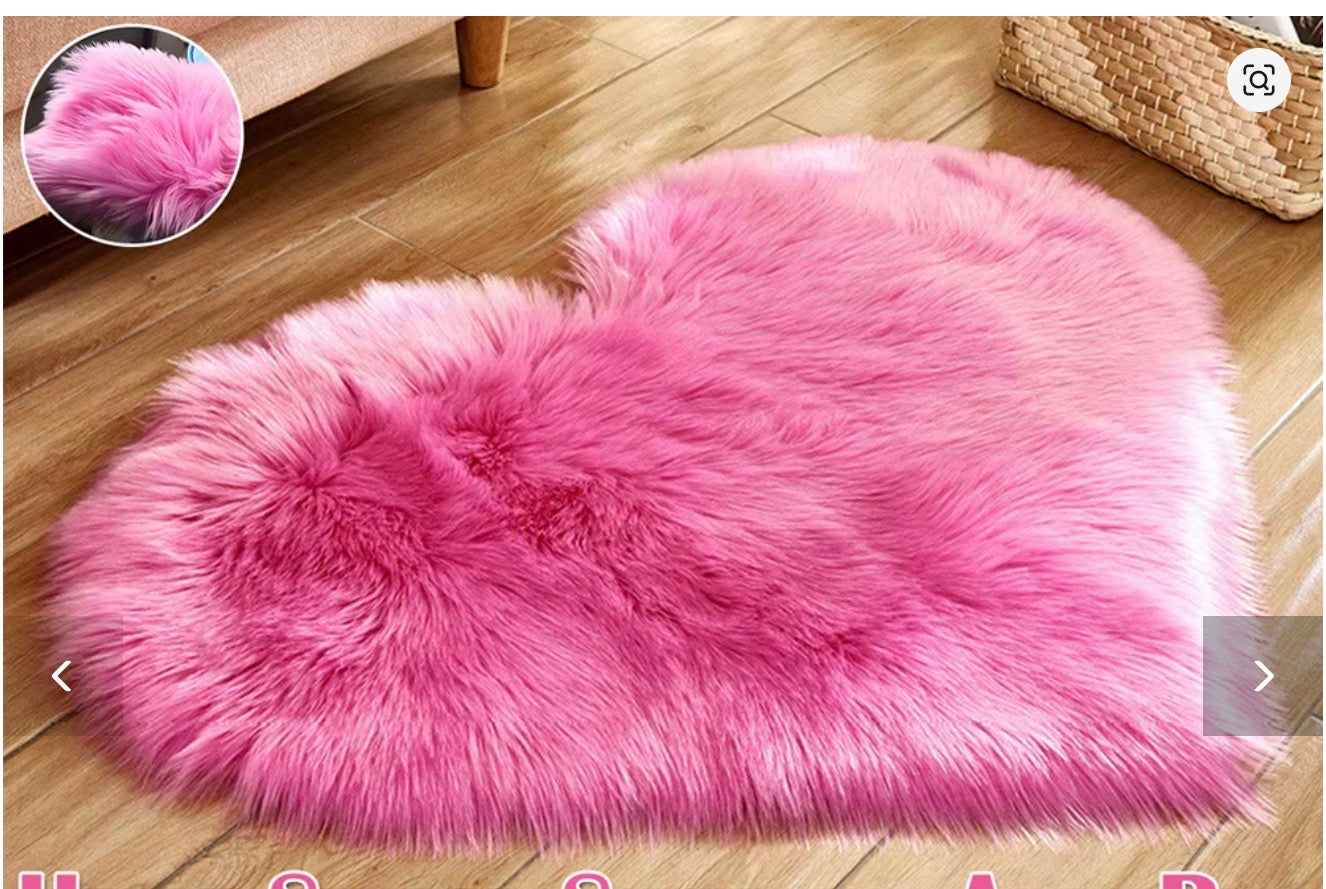 Luxury Heart Shaped Fluffy Rug