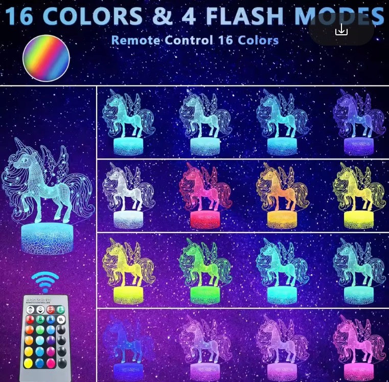 3D Unicorn LED Night Light