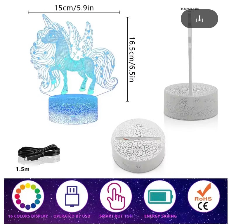 3D Unicorn LED Night Light