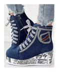 Ladies Denim Wedge Boots