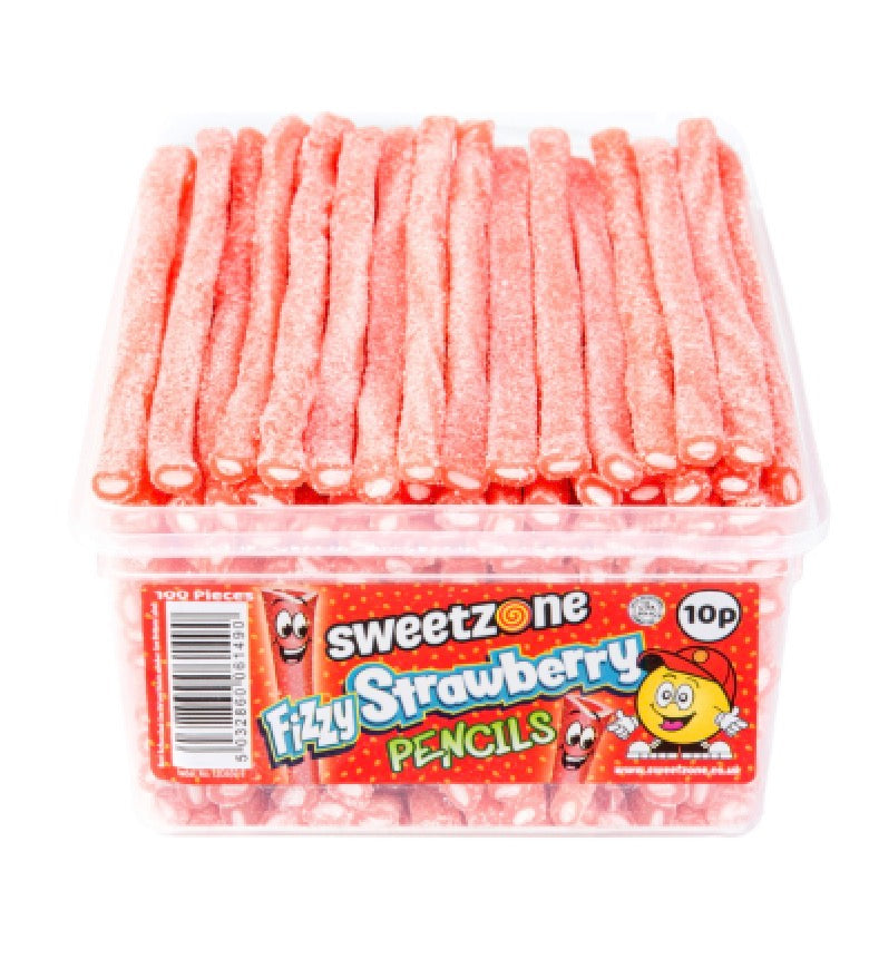Fizzy Strawberry Pencils – 100 Piece Tub
