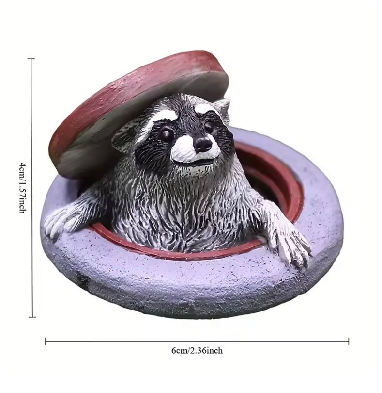 Peekaboo Raccoon Garden Ornament