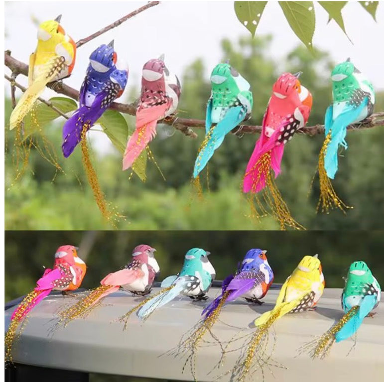 6pc Colourful Decorative Clip-On Birds