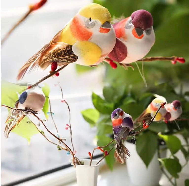 6pc Colourful Decorative Clip-On Birds