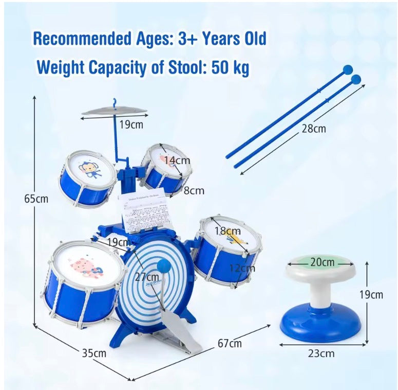 Kids Drum Kit with Stool