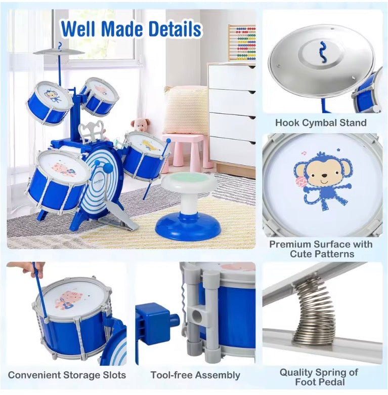 Kids Drum Kit with Stool