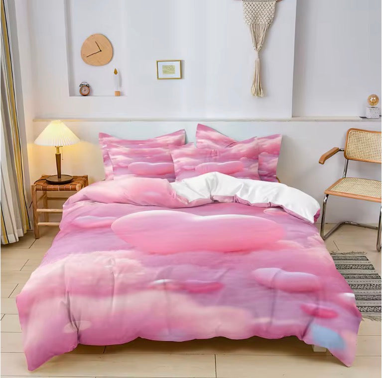 Love couple Hearts Theme Print Duvet Cover Set