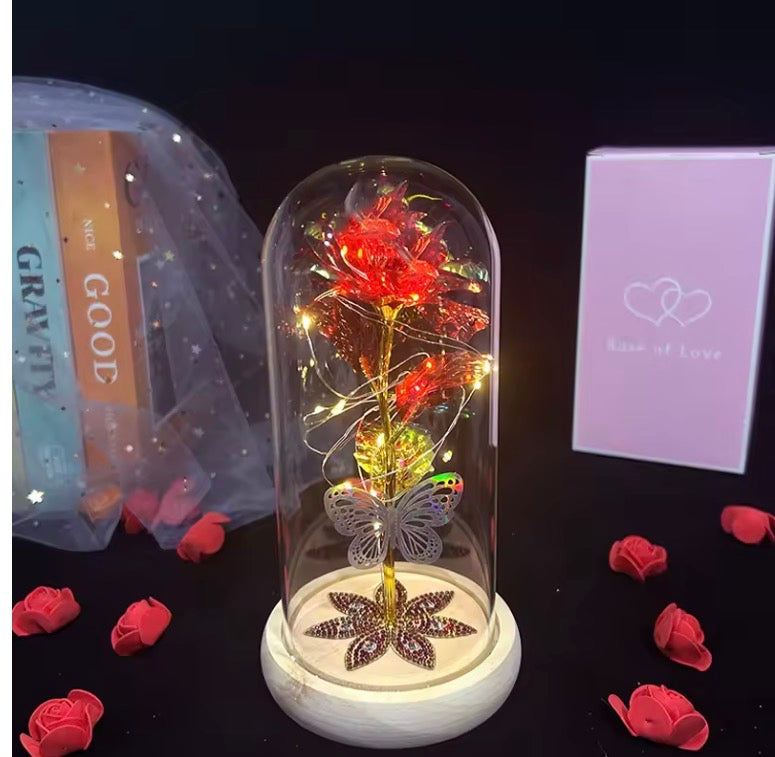 Galaxy Glass Rose Flower, Forever Eternal Crystal