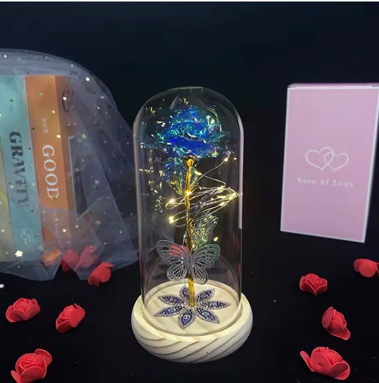 Galaxy Glass Rose Flower, Forever Eternal Crystal