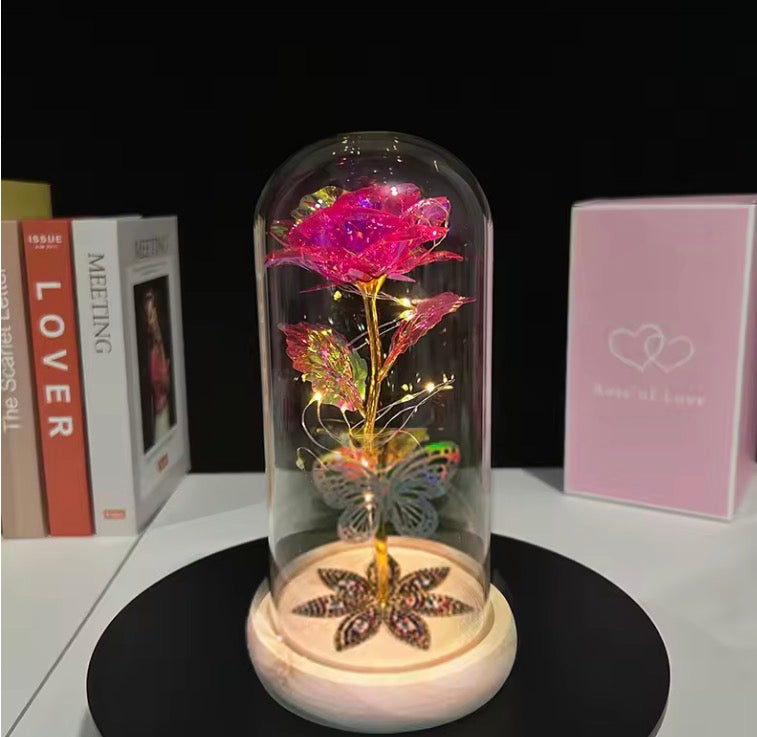 Galaxy Glass Rose Flower, Forever Eternal Crystal