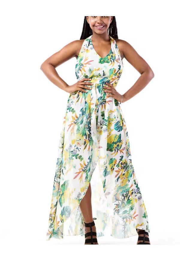 Women's Sleeveless Floral Print Maxi Dress