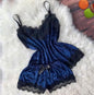 Elegant Lace Trim Satin Pyjama Set