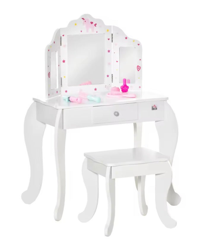 Girls Vanity Table with Matching Stool