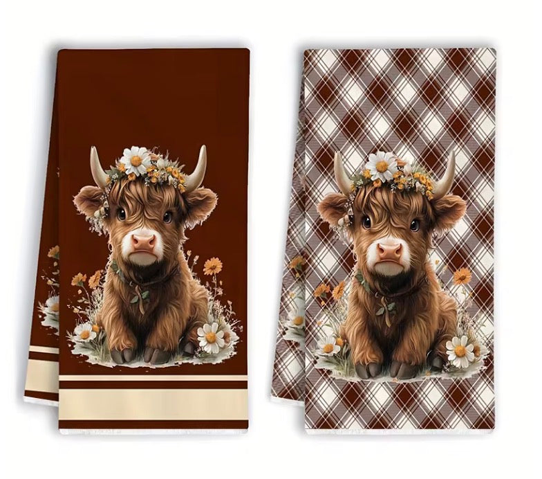 Highland Cow Kitchen Towel Set