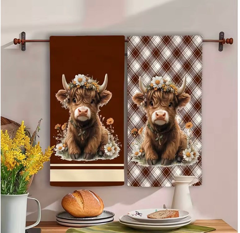 Highland Cow Kitchen Towel Set