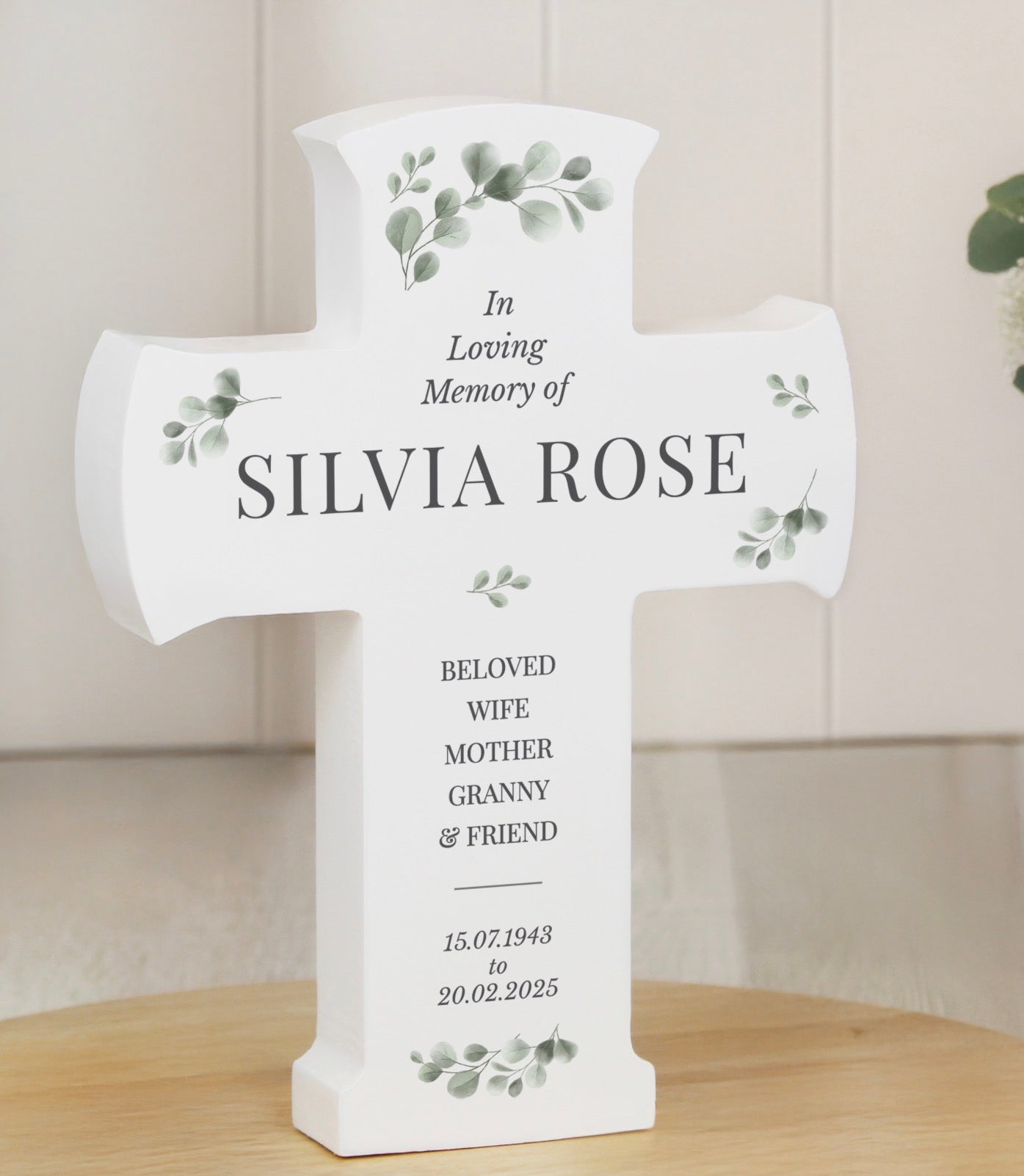Personalised Memorial Cross Wooden Ornament