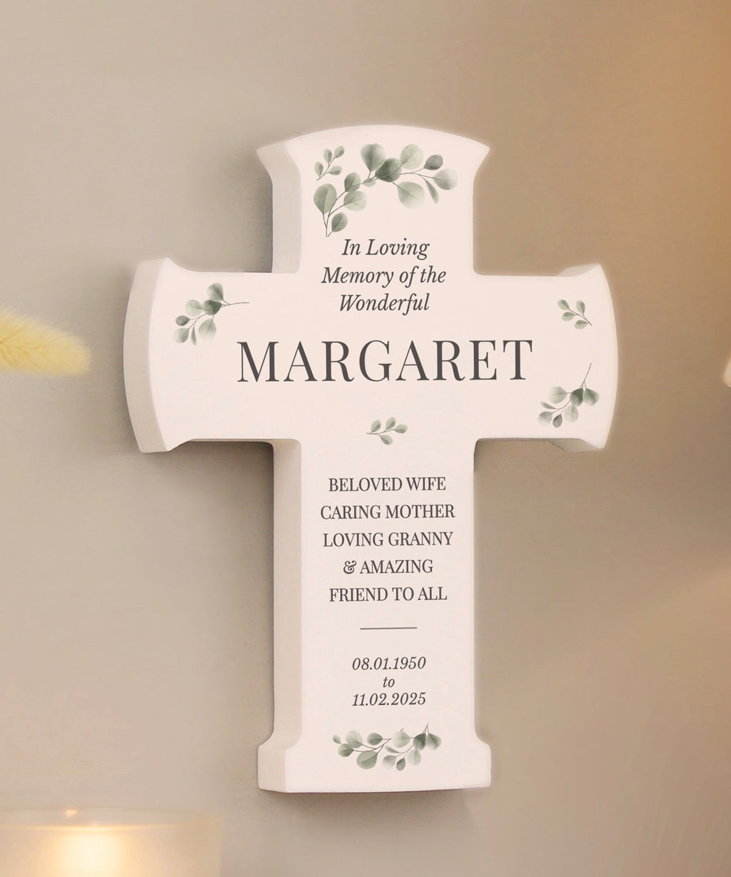 Personalised Memorial Cross Wooden Ornament