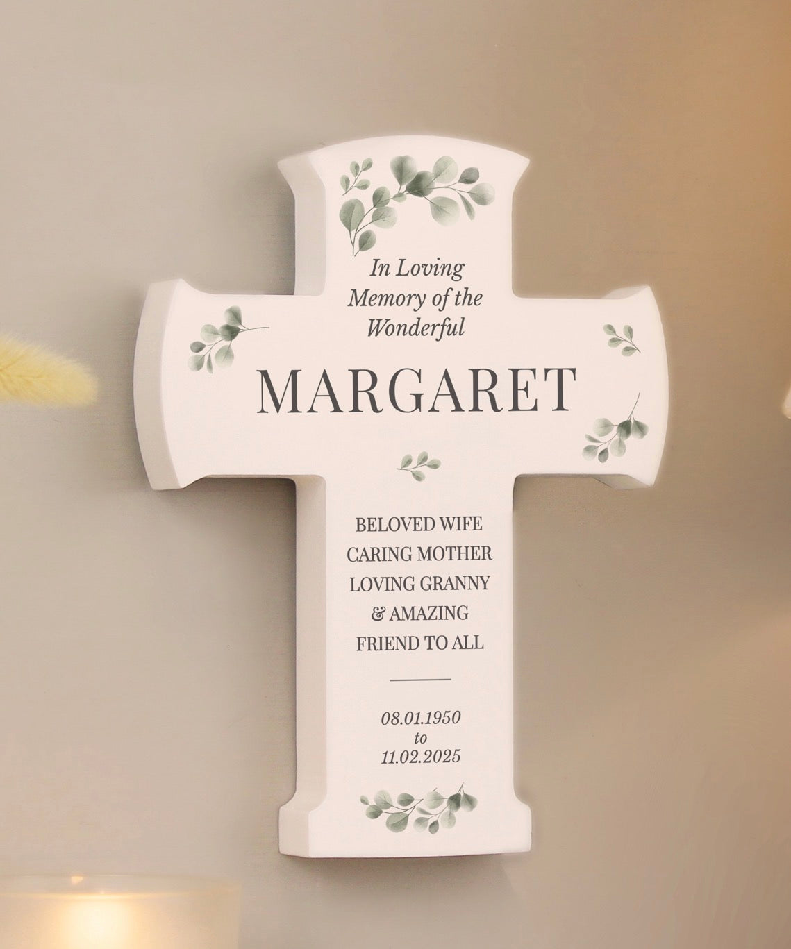 Personalised Memorial Cross Wooden Ornament