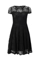 Floral Lace Dress Round Neck Short Sleeve
