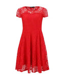 Floral Lace Dress Round Neck Short Sleeve