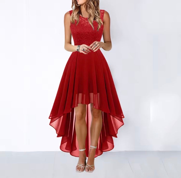 Elegant Lace Hollow out Shantung Evening Dress