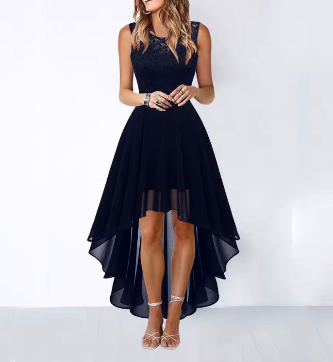 Elegant Lace Hollow out Shantung Evening Dress