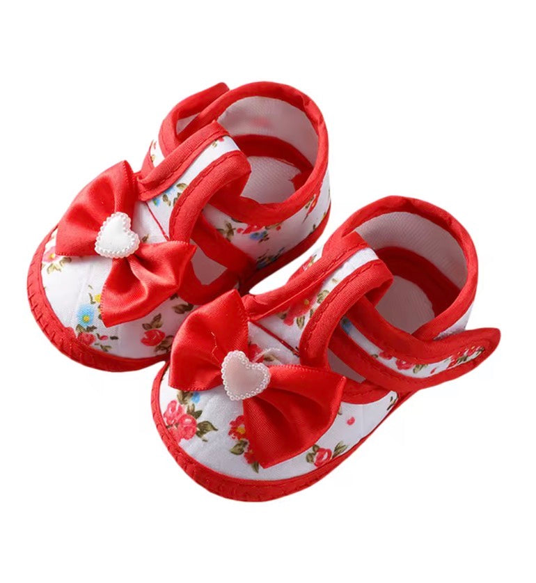 Baby Girls Flat Shoes, Soft Sole Bowknot Flower Print