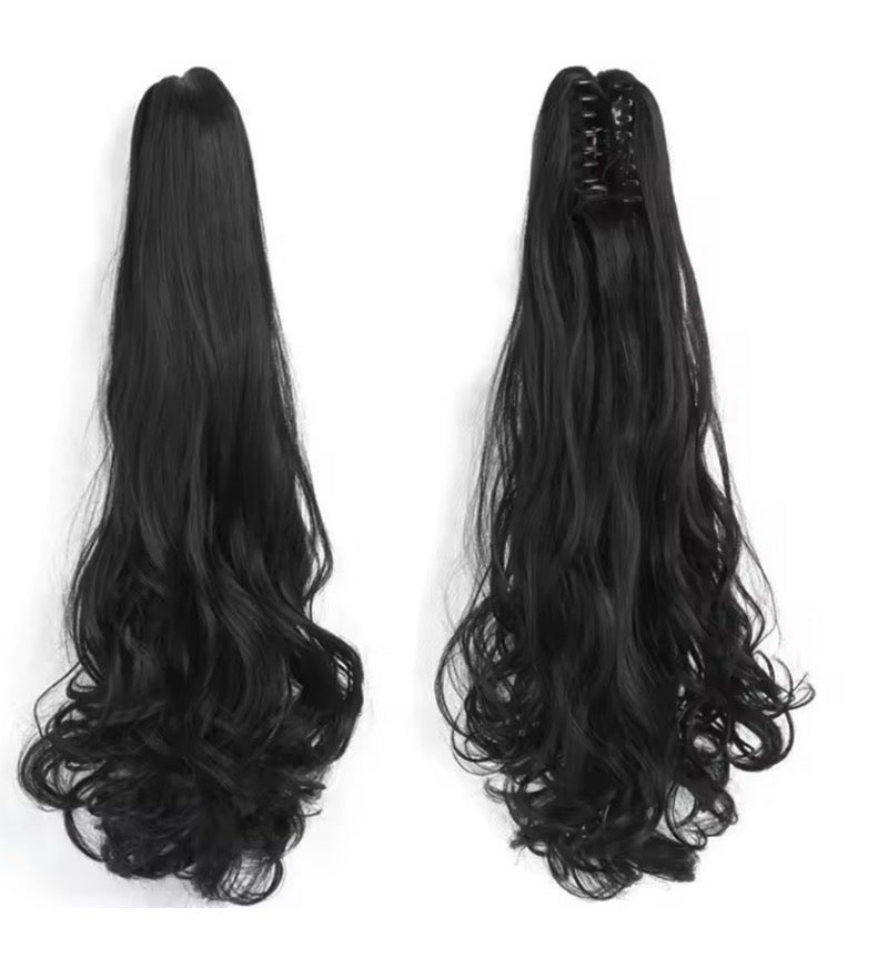 Wig ponytail long curly hair grab clip synthetic