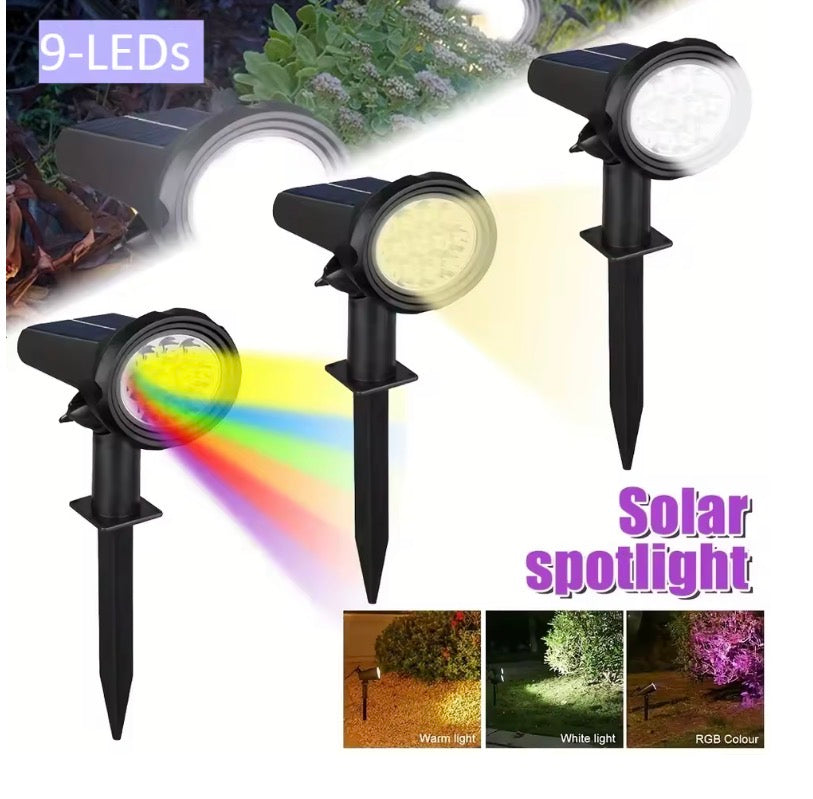Solar Spotlight Waterproof, Bright 9LED Landscape Light