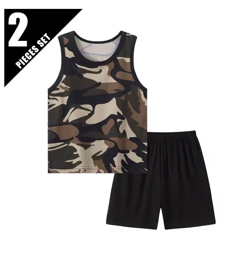2 Pcs Summer Children's Camouflage