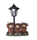 Three Highland Cattle Statues with Solar Lights