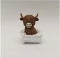 Fun Cute Resin Highland Cow Reading Book Toilet Bathtub Statue