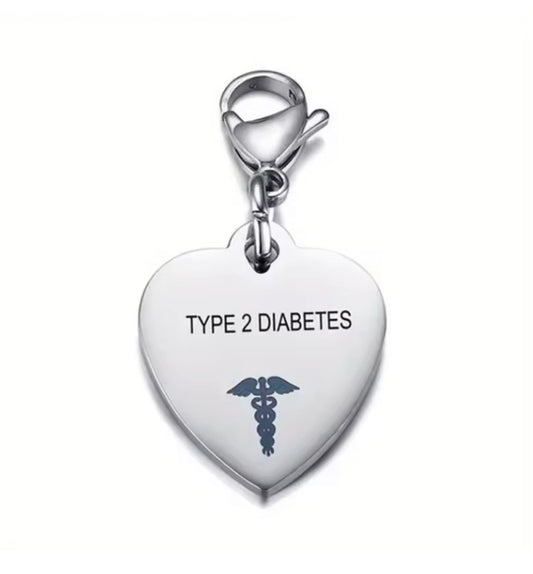 1PC Stainless Steel Heart Shaped Medical Id Pendant Keyring