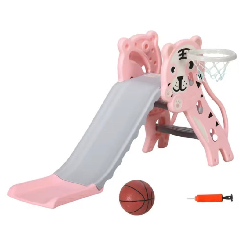 3 in 1 Baby Slide for Indoor Use with Climber, Basketball Hoop, Basketball